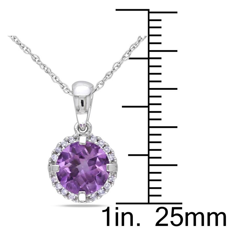 Miadora 10k White Gold Amethyst and Diamond Necklace