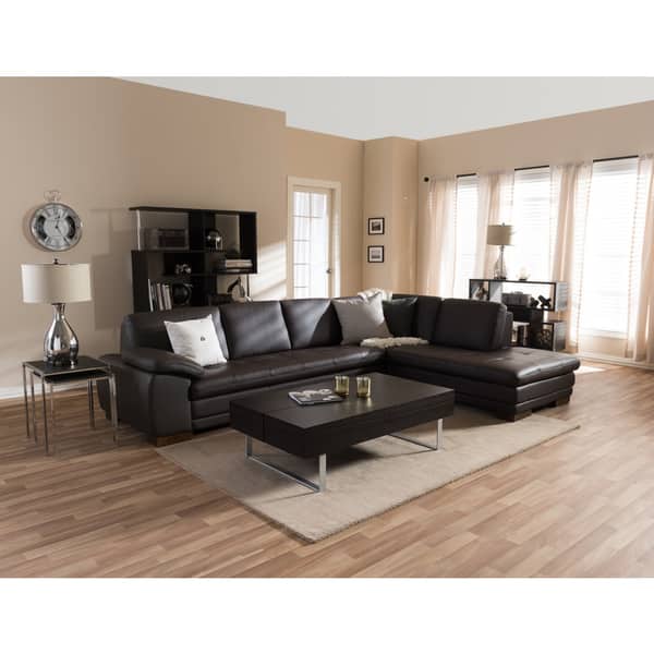 Alistaire Black Leather Chaise Sofa Set On Sale Overstock 3892436