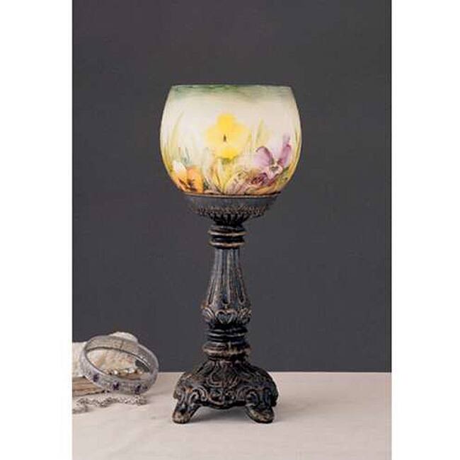 Hand-painted Pansy Candleholder Table Accent