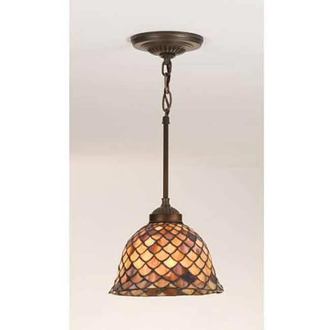 Tiffany-style Stained Glass Fishscale Mini Pendant