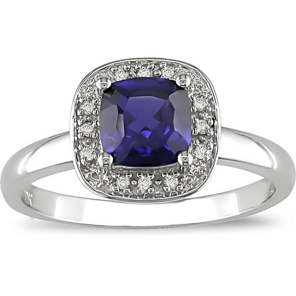 Miadora 10k Gold Created Sapphire and Diamond Accent Ring Miadora Gemstone Rings