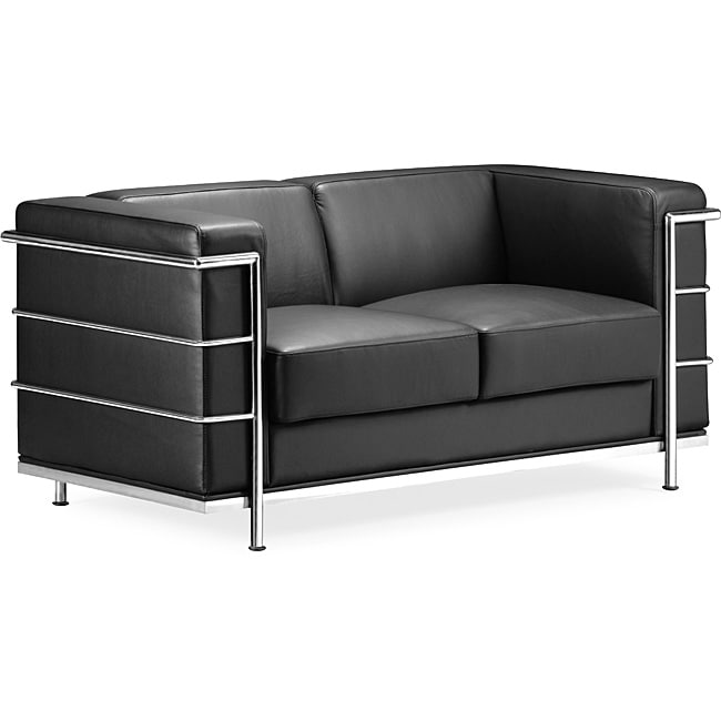 Black Leather Glamour Loveseat