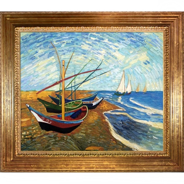 Vincent van Gogh 'Boats At St. Marie's' Framed Art - Free Shipping ...