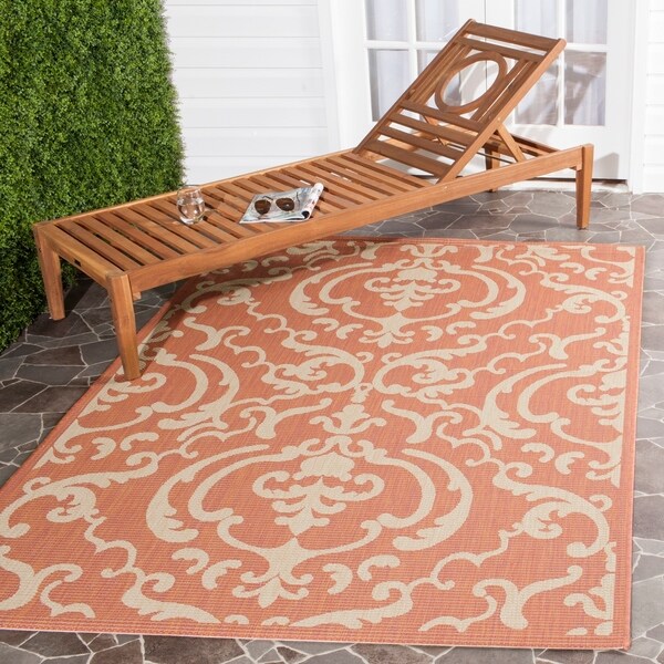 Safavieh Bimini Damask Terracotta/ Natural Indoor/ Outdoor Rug - 8' x 11'