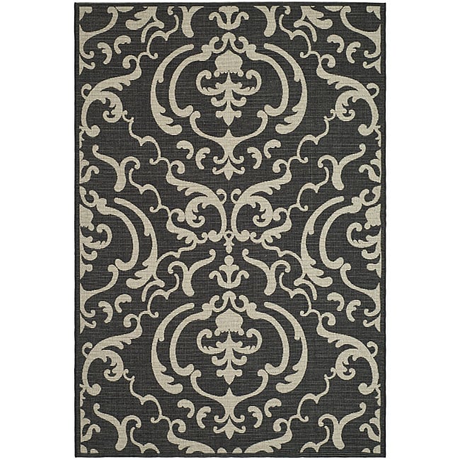 Indoor/ Outdoor Bimini Black/ Sand Rug (67 X 96) (BlackPattern GeometricMeasures 0.25 inch thickTip We recommend the use of a non skid pad to keep the rug in place on smooth surfaces.All rug sizes are approximate. Due to the difference of monitor colors