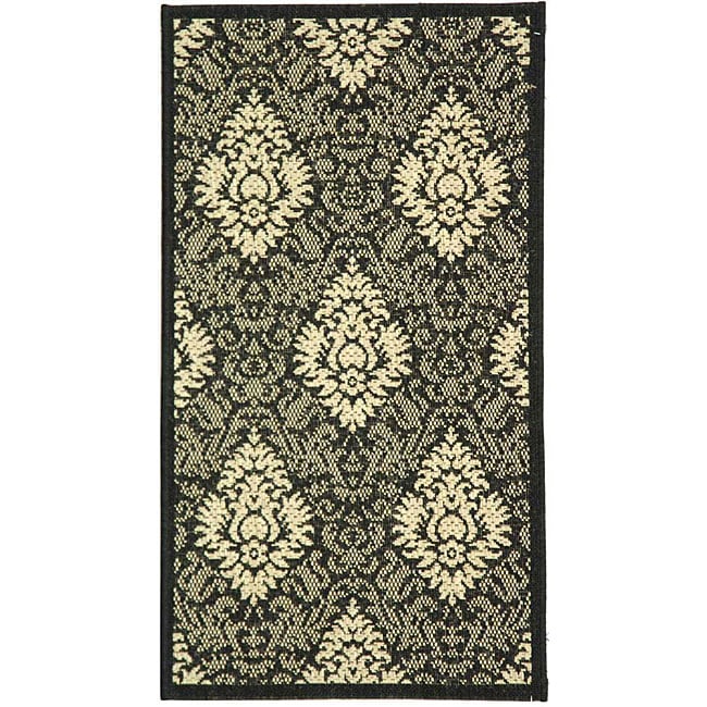 Indoor/ Outdoor St. Barts Black/ Sand Rug (2 X 37) (BlackPattern FloralMeasures 0.25 inch thickTip We recommend the use of a non skid pad to keep the rug in place on smooth surfaces.All rug sizes are approximate. Due to the difference of monitor colors,