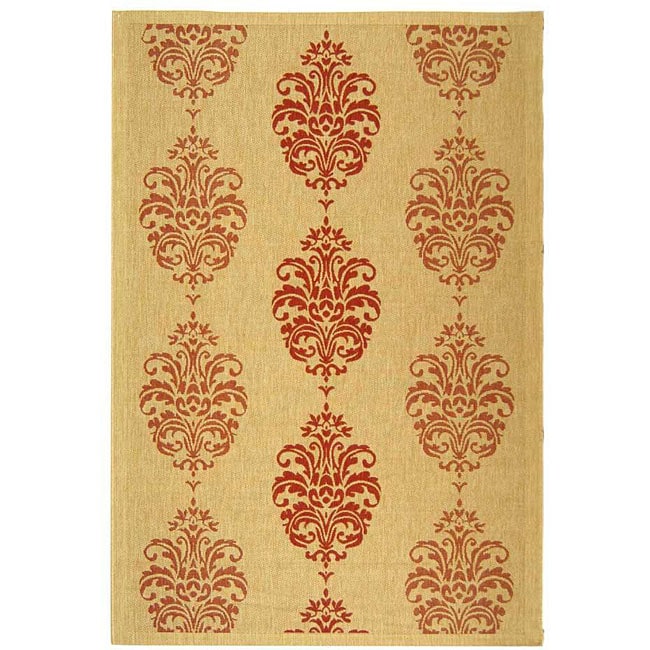 Indoor/ Outdoor St. Martin Natural/ Red Rug (710 X 11) (BeigePattern FloralMeasures 0.25 inch thickTip We recommend the use of a non skid pad to keep the rug in place on smooth surfaces.All rug sizes are approximate. Due to the difference of monitor col