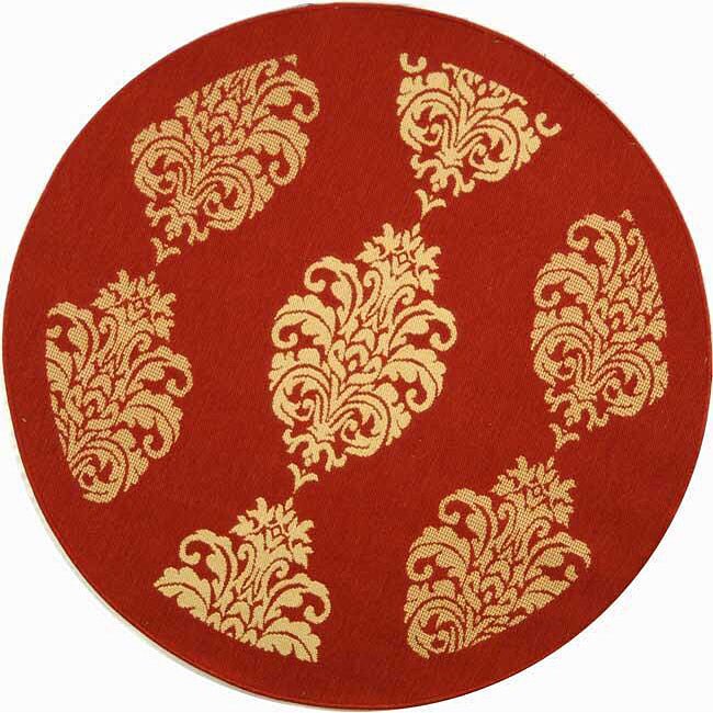 Indoor/ Outdoor St. Martin Red/ Natural Rug (53 Round)