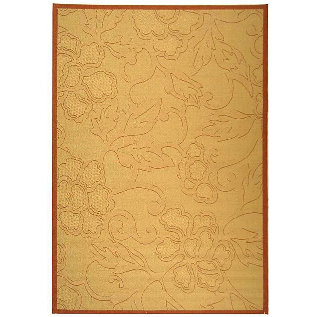 Indoor/ Outdoor Aruba Natural/ Terracotta Rug (53 X 77)