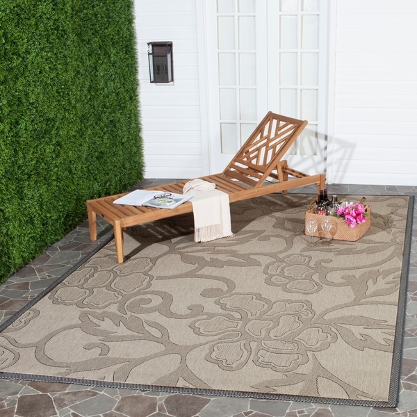 Safavieh Aruba Sand/ Black Indoor/ Outdoor Rug - 8' x 11'