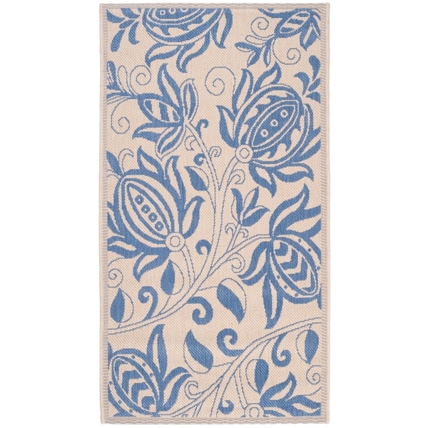 Safavieh Andros Natural/ Blue Indoor/ Outdoor Rug - 2'-7" x 5'
