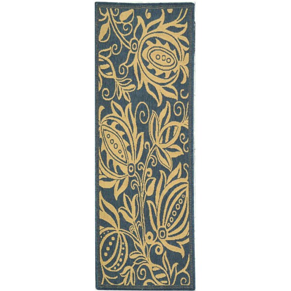 Shop Safavieh Andros Blue/ Natural Indoor/ Outdoor Runner 2'4 x 6'7