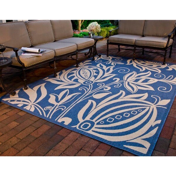 Safavieh Andros Blue/ Natural Indoor/ Outdoor Rug - 6'7 x 9'6