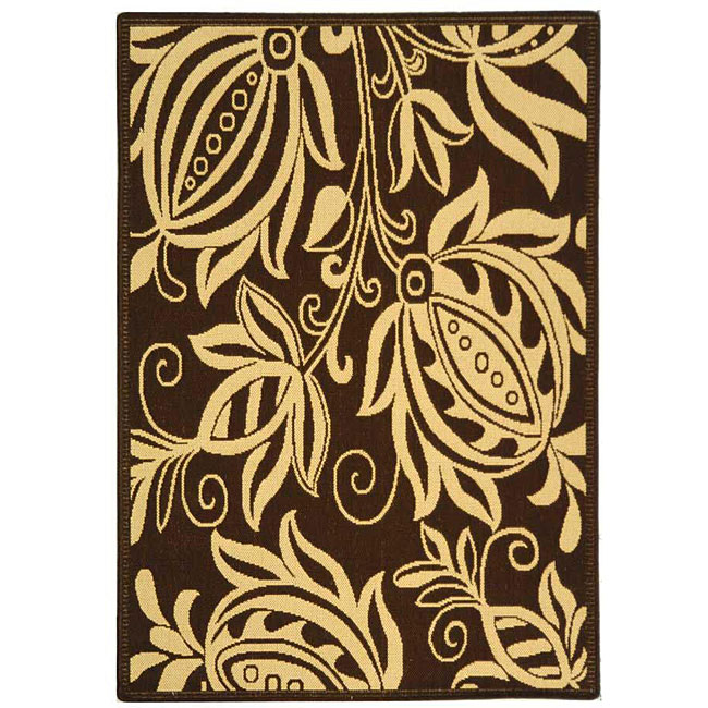 Indoor/ Outdoor Andros Chocolate/ Natural Rug (27 X 5) (BrownPattern FloralMeasures 0.25 inch thickTip We recommend the use of a non skid pad to keep the rug in place on smooth surfaces.All rug sizes are approximate. Due to the difference of monitor col