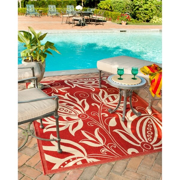 Safavieh Andros Red/ Natural Indoor/ Outdoor Rug - 6'7 x 9'6