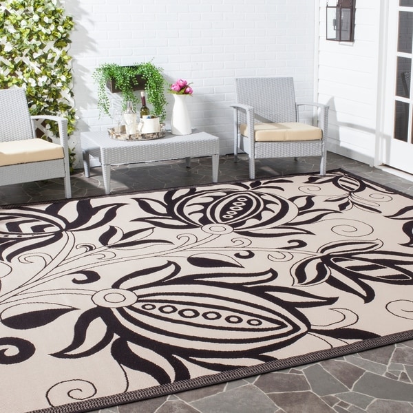 Safavieh Andros Sand/ Black Indoor/ Outdoor Rug - 8' X 11'