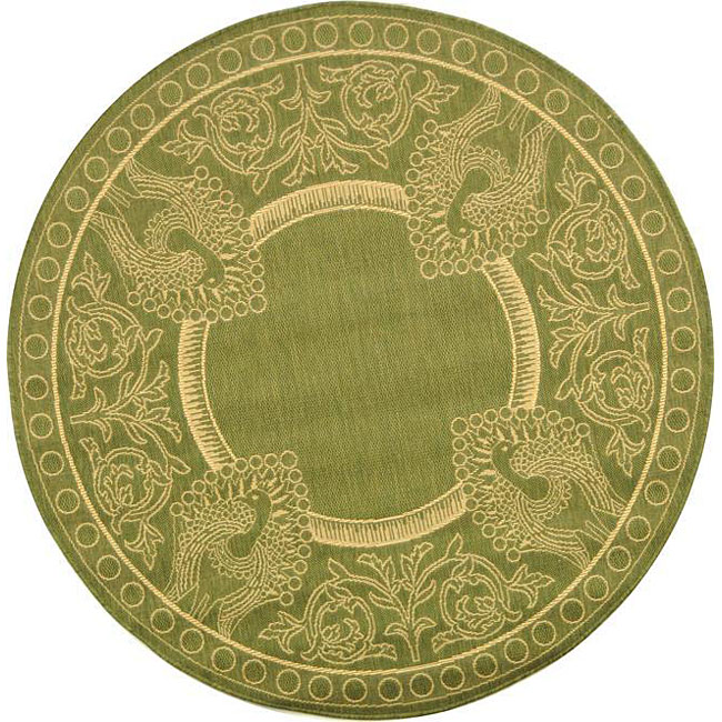 Indoor/ Outdoor Abaco Olive/ Natural Rug (67 Round)