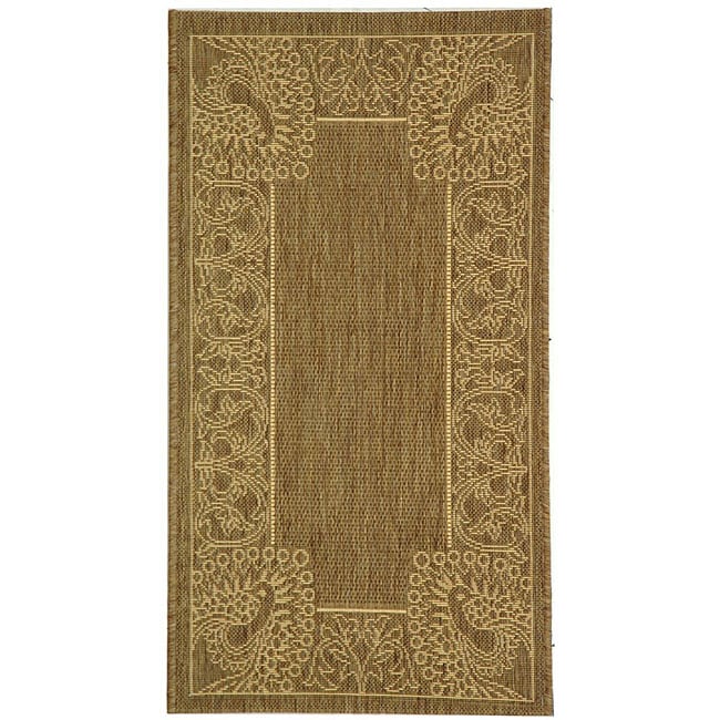 Indoor/ Outdoor Abaco Brown/ Natural Rug (2 X 37) (BrownPattern BorderMeasures 0.25 inch thickTip We recommend the use of a non skid pad to keep the rug in place on smooth surfaces.All rug sizes are approximate. Due to the difference of monitor colors, 
