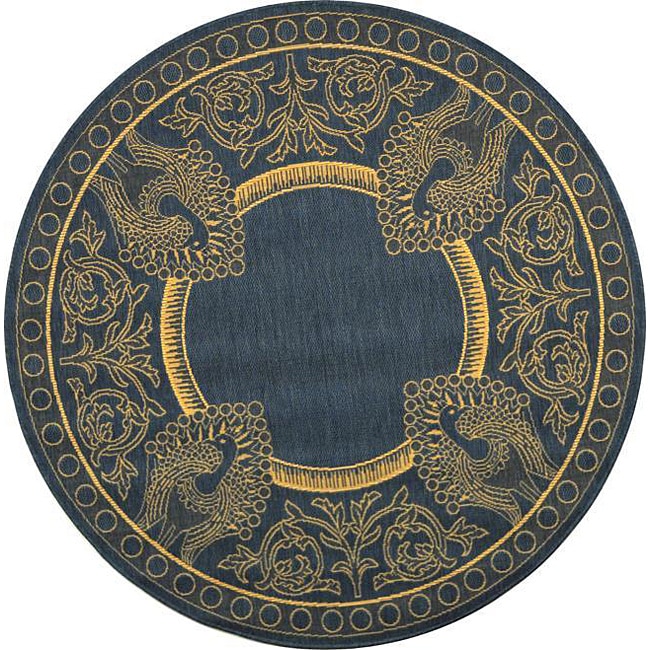 Indoor/ Outdoor Abaco Blue/ Natural Rug (53 Round)