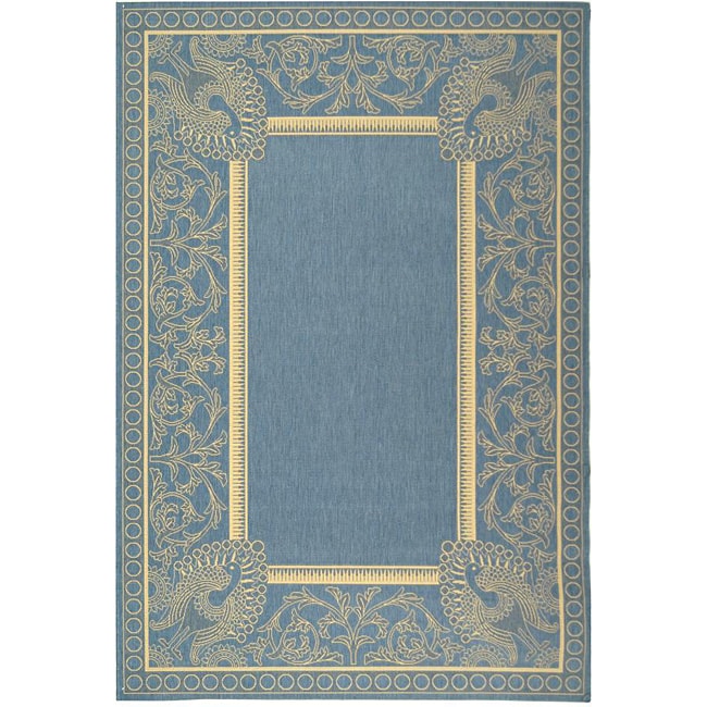 Indoor/ Outdoor Abaco Blue/ Natural Rug (67 X 96) (BluePattern BorderMeasures 0.25 inch thickTip We recommend the use of a non skid pad to keep the rug in place on smooth surfaces.All rug sizes are approximate. Due to the difference of monitor colors, s