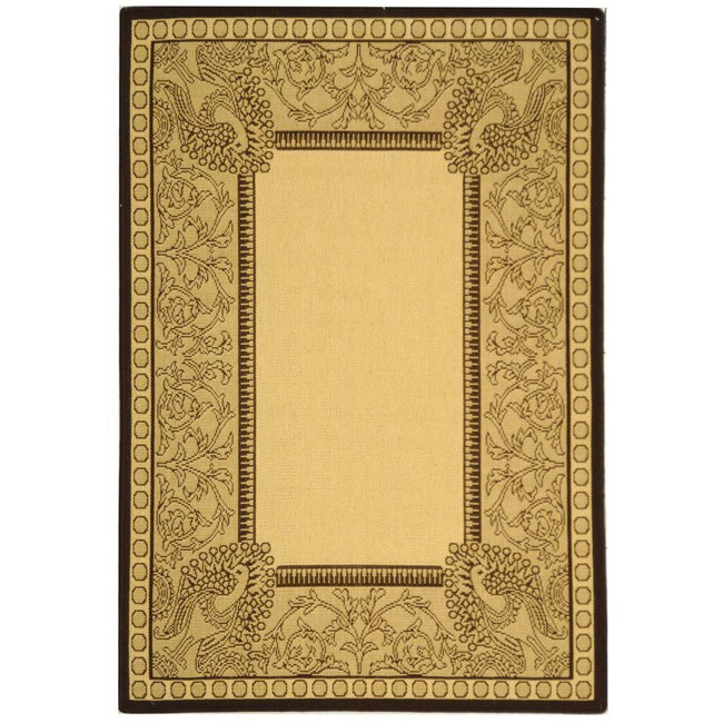 Indoor/ Outdoor Abaco Natural/ Chocolate Rug (4 X 57) (IvoryPattern BorderMeasures 0.25 inch thickTip We recommend the use of a non skid pad to keep the rug in place on smooth surfaces.All rug sizes are approximate. Due to the difference of monitor colo