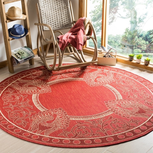 Safavieh Abaco Red/ Natural Indoor/ Outdoor Rug - 6'7" x 6'7" round