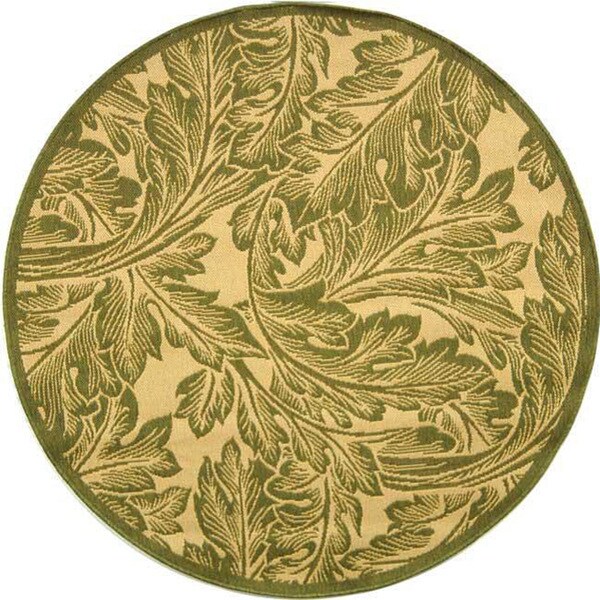 Safavieh Acklins Natural/ Olive Green Indoor/ Outdoor Rug 6'7" x 6'7