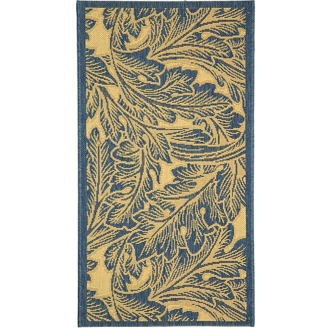 Indoor/ Outdoor Acklins Natural/ Blue Rug (2 X 37)