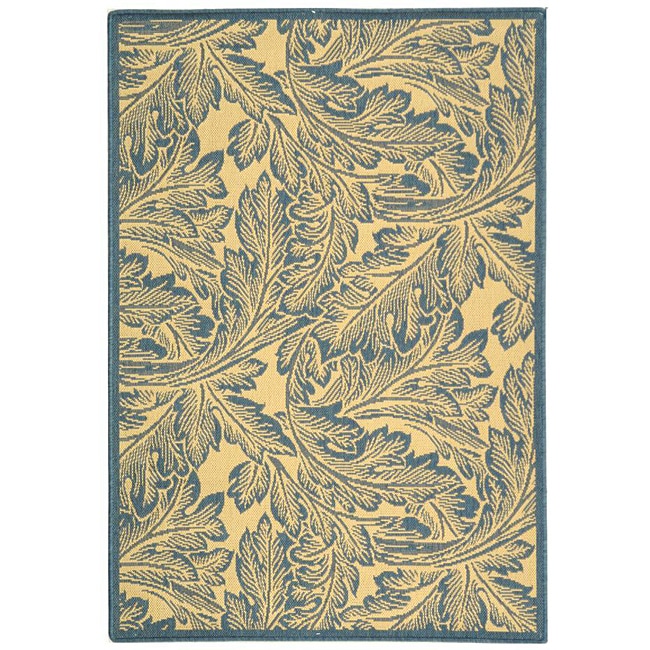 Indoor/ Outdoor Acklins Natural/ Blue Rug (27 X 5) (IvoryPattern FloralMeasures 0.25 inch thickTip We recommend the use of a non skid pad to keep the rug in place on smooth surfaces.All rug sizes are approximate. Due to the difference of monitor colors,