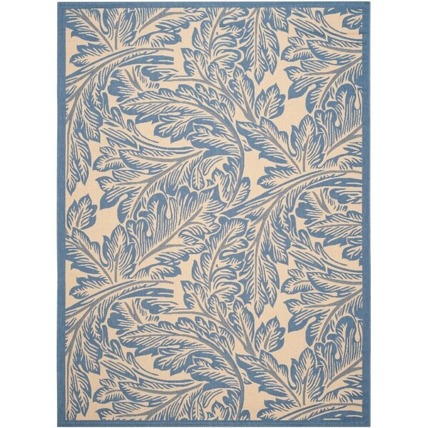 Safavieh Acklins Natural/ Blue Indoor/ Outdoor Rug - 8' X 11'