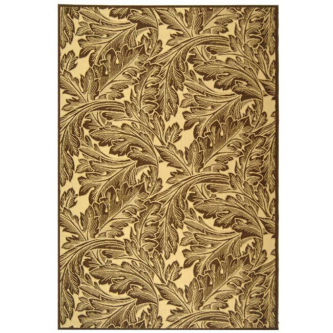 Indoor/ Outdoor Acklins Natural/ Chocolate Rug (710 X 11) (IvoryPattern FloralMeasures 0.25 inch thickTip We recommend the use of a non skid pad to keep the rug in place on smooth surfaces.All rug sizes are approximate. Due to the difference of monitor 