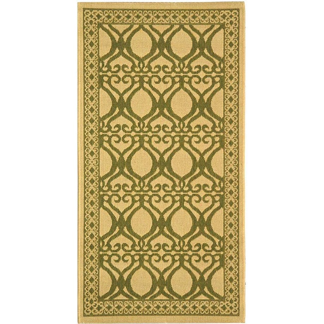 Indoor/ Outdoor Tropics Natural/ Olive Rug (27 X 5) (IvoryPattern GeometricMeasures 0.25 inch thickTip We recommend the use of a non skid pad to keep the rug in place on smooth surfaces.All rug sizes are approximate. Due to the difference of monitor col