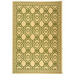 Indoor/ Outdoor Tropics Natural/ Olive Rug (7'10 x 11') Safavieh 7x9   10x14 Rugs