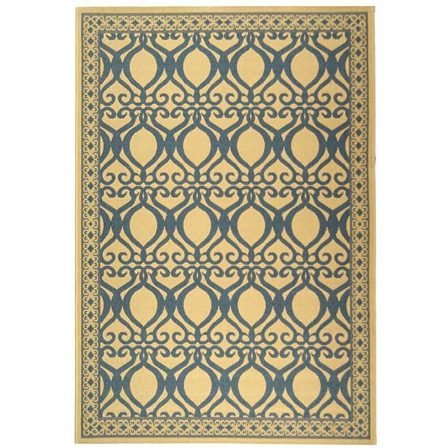 Indoor/ Outdoor Tropics Natural/ Blue Rug (710 X 11) (IvoryPattern GeometricMeasures 0.25 inch thickTip We recommend the use of a non skid pad to keep the rug in place on smooth surfaces.All rug sizes are approximate. Due to the difference of monitor co