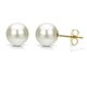 DaVonna 14k Yellow Gold AAA+ White Round Freshwater Pearl Stud Earrings with Gift Box - Thumbnail 0
