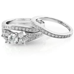 14k White Gold 1 1/4ct TDW Diamond Bridal Ring Set (H I, I1 I2 