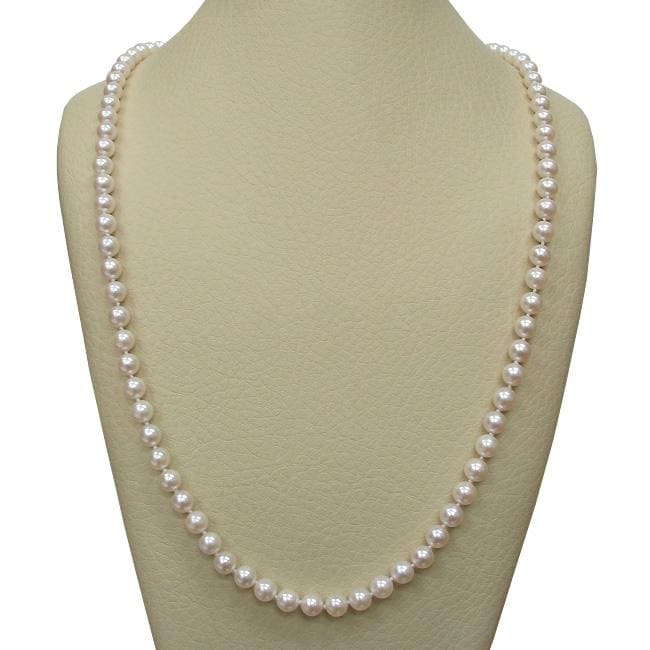 White Cultured Akoya Pearl 30 inch Strand (6.5 7 mm)  