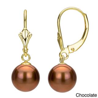 Brown Pearl Earrings Online At Our Best Davonna 14k Yellow Gold 8 9mm Freshwater Pearl Er Fleur De Leverback Earrings