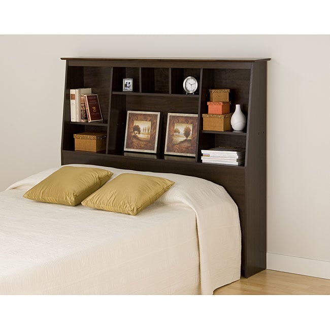 Everett Espresso Full/Queen Tall Slant back Bookcase Headboard Today