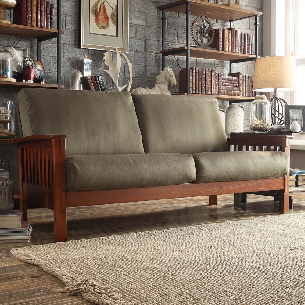 Tribecca Home Hills Mission style Oak And Olive Sofa