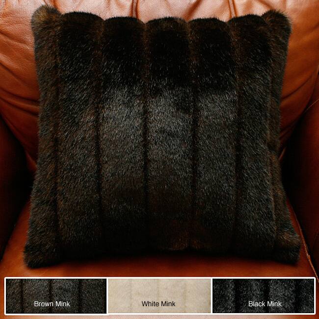 Aurora Home Faux Mink Fur Throw Pillow Pair