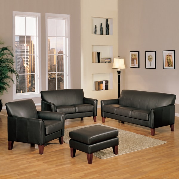 TRIBECCA HOME Uptown Dark Brown Faux Leather 4 piece Living Room Set Tribecca Home Living Room Sets