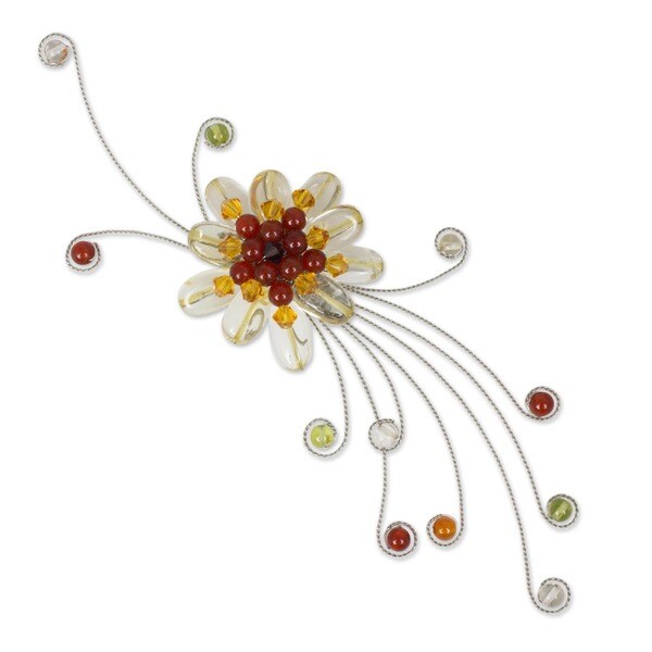 Citrine Carnelian Peridot Dream Flower Brooch (Thailand)   11957576