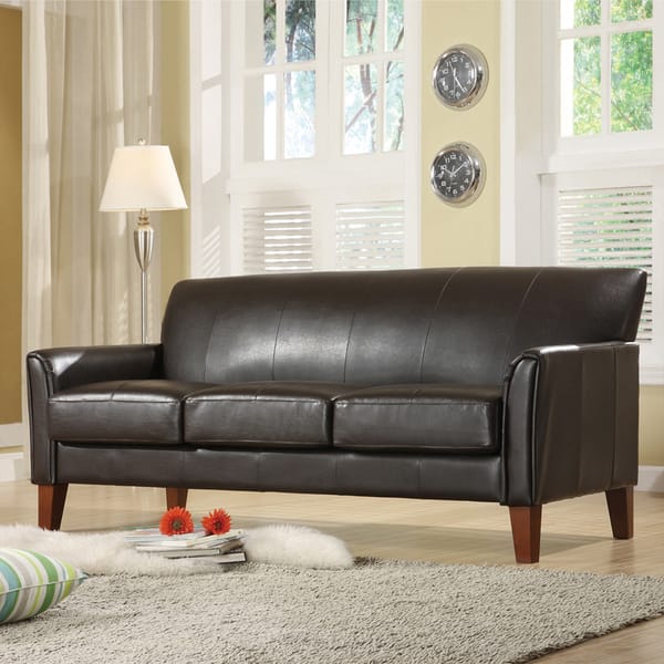Shop Tribecca Home Uptown Dark Brown Faux Leather Modern Sofa