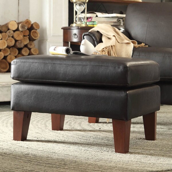 Dark brown deals faux leather ottoman