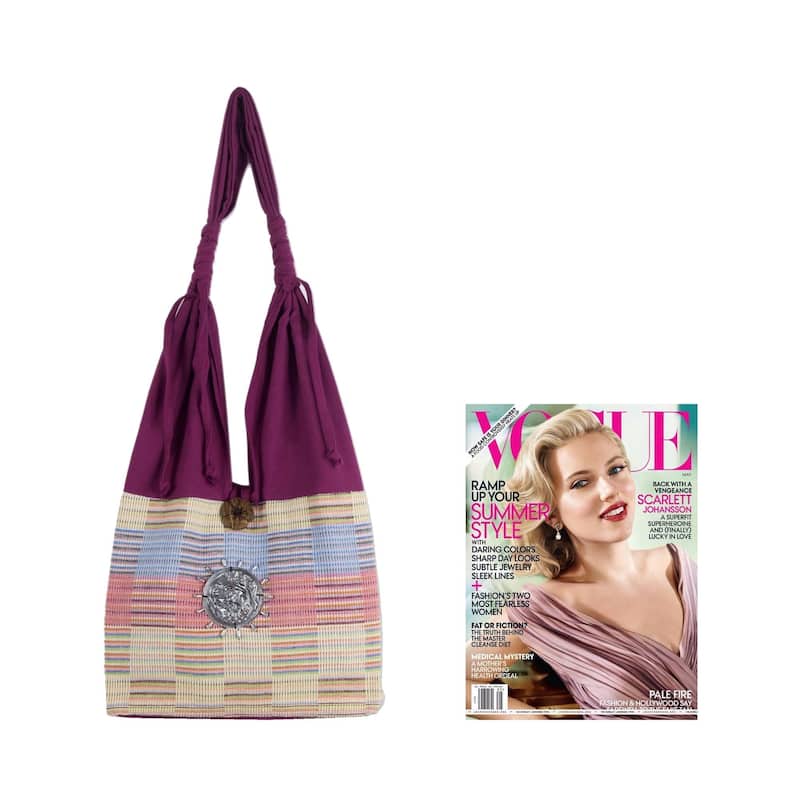 NOVICA Handmade Siamese Blush Fuchsia with Pastel Checkerboard Hobo Bag (Thailand)