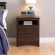 preview thumbnail 1 of 8, Prepac Fremont 2 Drawer Nightstand: Elegant Bedroom Furniture, Bedside Table with Open Shelf, Espresso