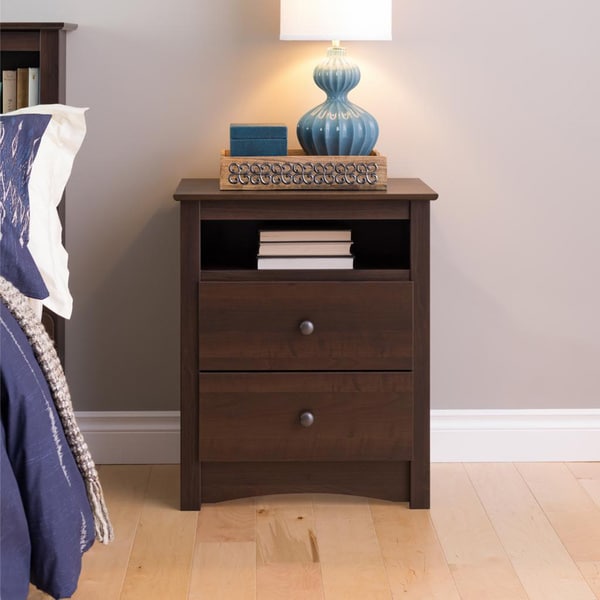 Ellsworth Espresso Tall 2 drawer Night Stand Nightstands