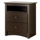 preview thumbnail 3 of 8, Prepac Fremont 2 Drawer Nightstand: Elegant Bedroom Furniture, Bedside Table with Open Shelf, Espresso