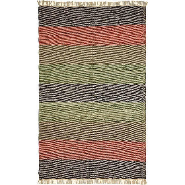 Hand woven Leather Chindi Rug (5 X 8)